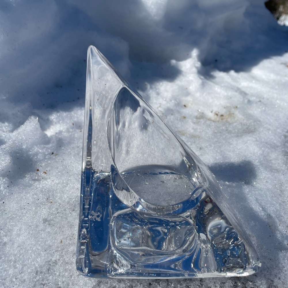 Vintage Nybro Sweden pyramid candle holder, MCM art glass, excellent condition - Picture 5 of 9